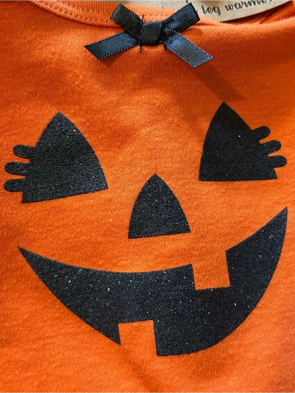 Orange Pumpkin Face Baby Girls Halloween Costume Bodysuit Set